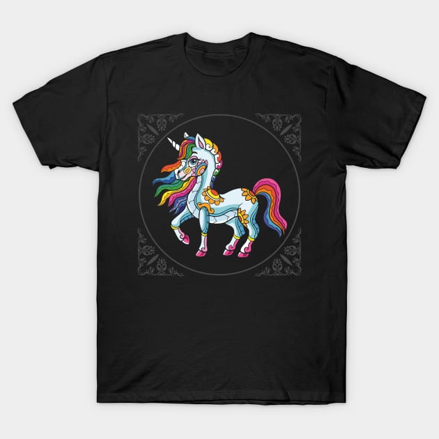 Rainbow Unicorn: Blooming Beauty T-Shirt by TheMythicalCreatures